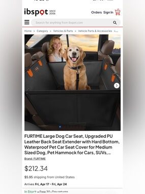 (NEW) Large Dog Car Seat,Leather Back Seat Extender with Hard Bottom, Waterproof